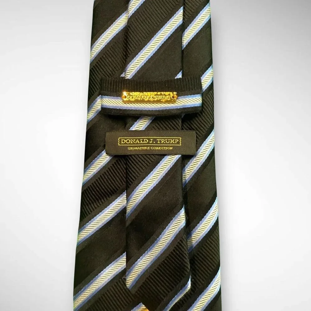 DONALD J. TRUMP Signature‎ Collection Mens 100% Silk Tie Black Striped